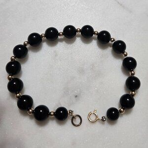 Onyx and 14K GF Beaded Bracelet